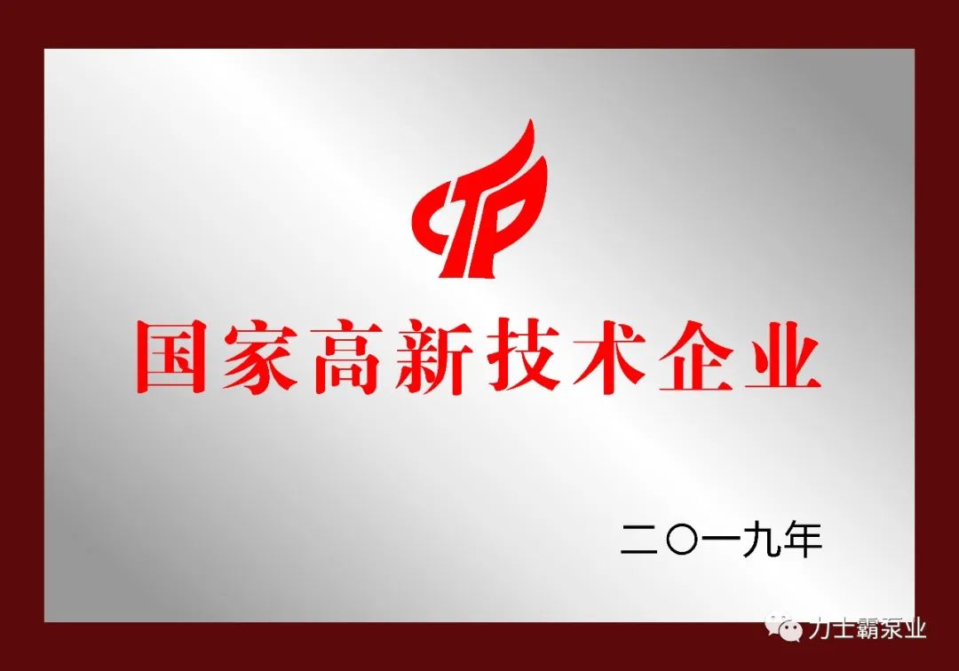 喜訊|力士霸泵業(yè)順利通過(guò)國(guó)家高新技術(shù)企業(yè)復(fù)審(圖2)