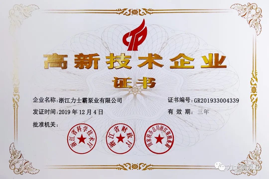 喜訊|力士霸泵業(yè)順利通過(guò)國(guó)家高新技術(shù)企業(yè)復(fù)審(圖5)